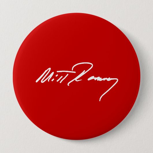 MITT ROMNEY AUTOGRAPH WHITE.png Ronde Button 4,0 Cm (Voorkant)