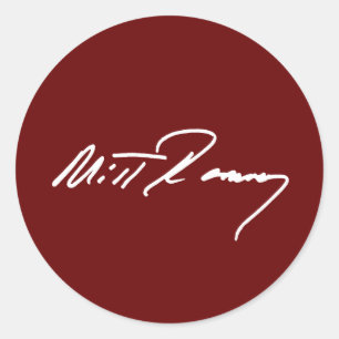 MITT ROMNEY AUTOGRAPH WHITE.png Ronde Sticker