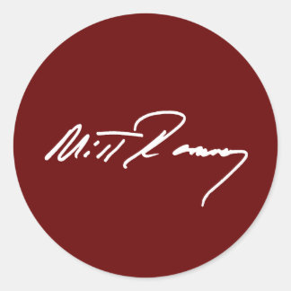 MITT ROMNEY AUTOGRAPH WHITE.png Ronde Sticker