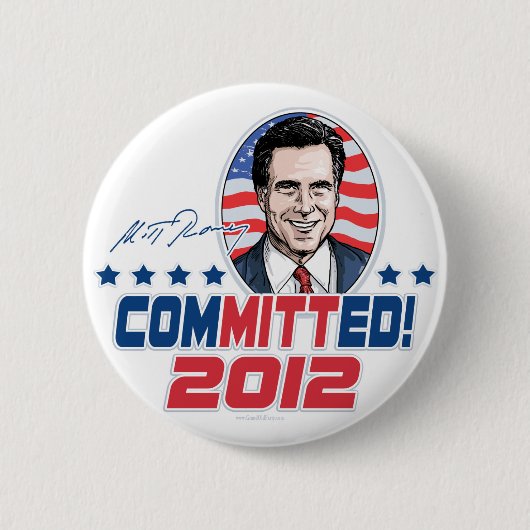 Mitt Romney ComMITTed 2012 Gear Ronde Button 5,7 Cm (Voorkant)