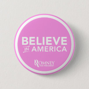 Mitt Romney gelooft in America 2012 (lichtroze) Ronde Button 5,7 Cm