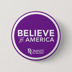 Mitt Romney gelooft in America 2012 (Paars) Ronde Button 5,7 Cm