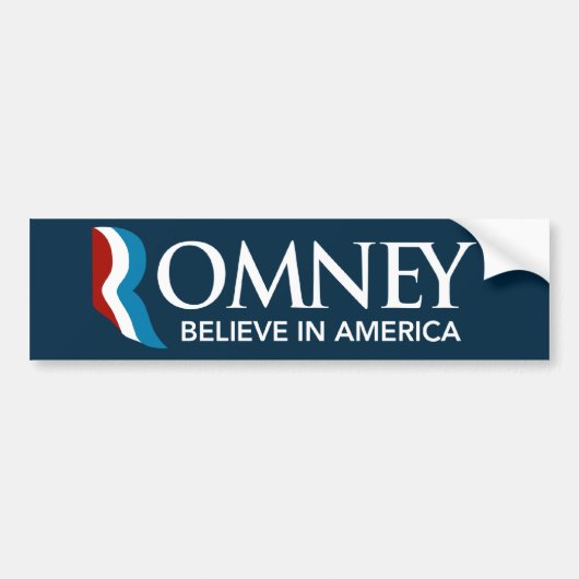 Mitt Romney gelooft in Amerika Bumpersticker Blue (Voorkant)