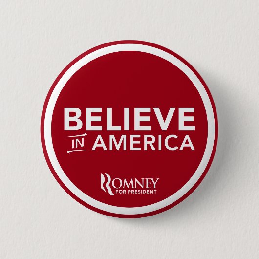 Mitt Romney gelooft in Amerika (donkerrood) Ronde Button 5,7 Cm (Voorkant)