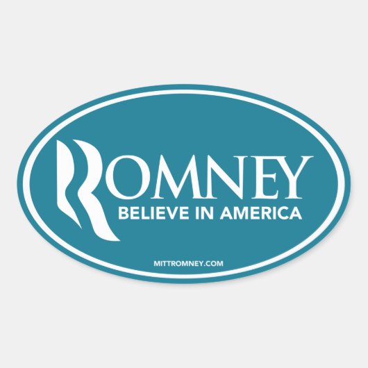 Mitt Romney geloven in Amerika (blauwe ovale Stick Ovale Sticker (Voorkant)