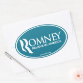 Mitt Romney geloven in Amerika (blauwe ovale Stick Ovale Sticker (Envelop)