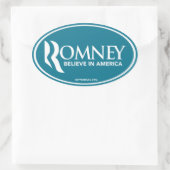 Mitt Romney geloven in Amerika (blauwe ovale Stick Ovale Sticker (Tas)