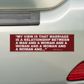 Mitt Romney over het homohuwelijk Bumpersticker (Op auto)