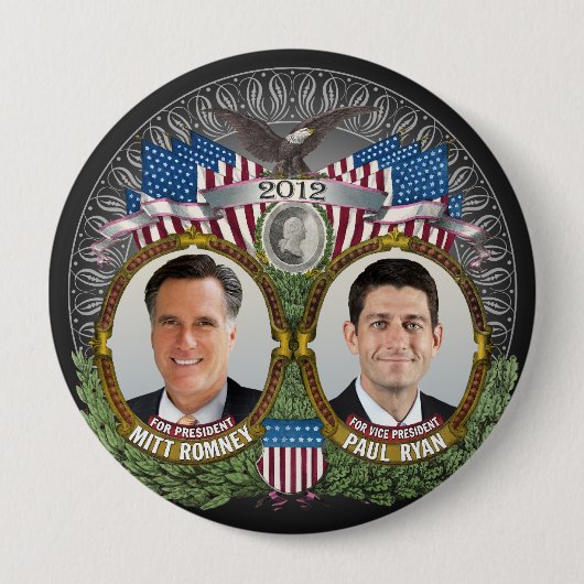 Mitt Romney Paul Ryan Foto Ronde Button 4,0 Cm (Voorkant)