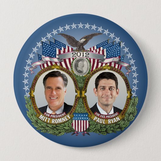 Mitt Romney Paul Ryan Foto Ronde Button 4,0 Cm (Voorkant)