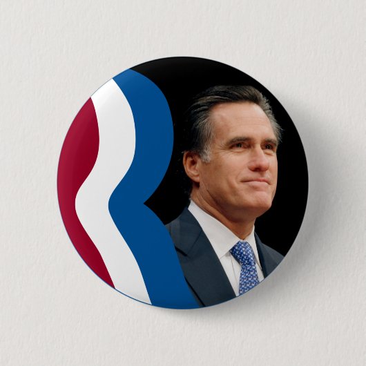 Mitt Romney "R" Logo (Circle - Portret) Ronde Button 5,7 Cm (Voorkant)