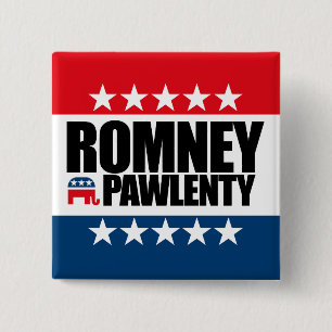Mitt Romney Tim Pawlenty 2012 Vierkante Button 5,1 Cm