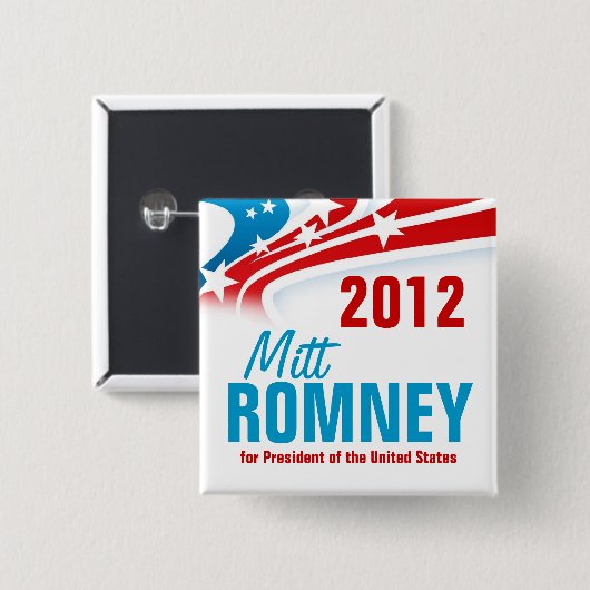 Mitt Romney Vierkante Button 5,1 Cm (Voorkant /achterkant)