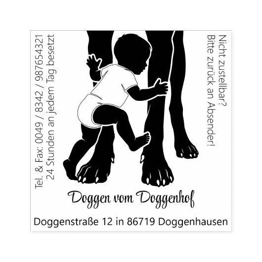 Mittel großer Doggen Stempel viel Text (Afrduk)