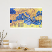 "Mittelmeer: 1982 Meeresboden Relief NG-Karte ... Poster (Keuken)