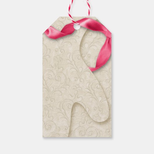 Mitten kant elegante winter lint roze crème schatt cadeaulabel (Achterkant)