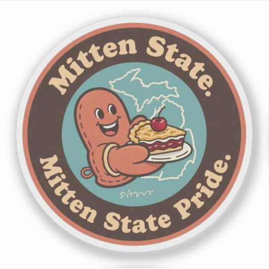 Mitten State Pride_ Michigan Vintage Kunstwerk Sticker (Voorkant)