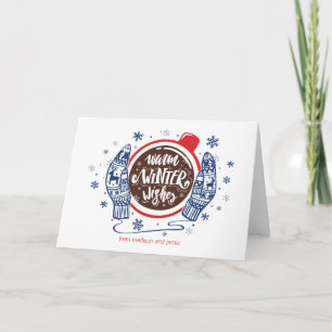 Mittens en Caca Warm Winter Wishes Feestdagen Kaart