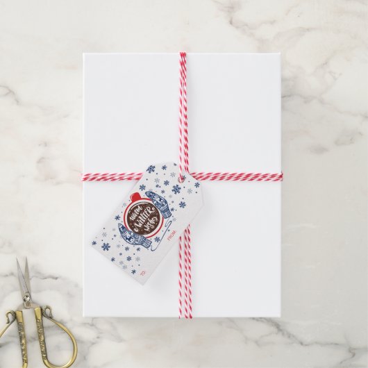 Mittens en Cocoa Warm Winter Wishes Holiday Cadeaulabel (Met Touw)