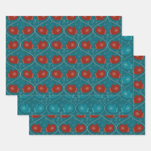 Mittens geschenkverpakking 3 pack inpakpapier vel (Set)