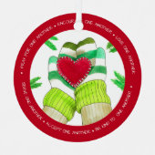 Mittens Holding Heart One-vrijwilliger Metalen Ornament (Voorkant)