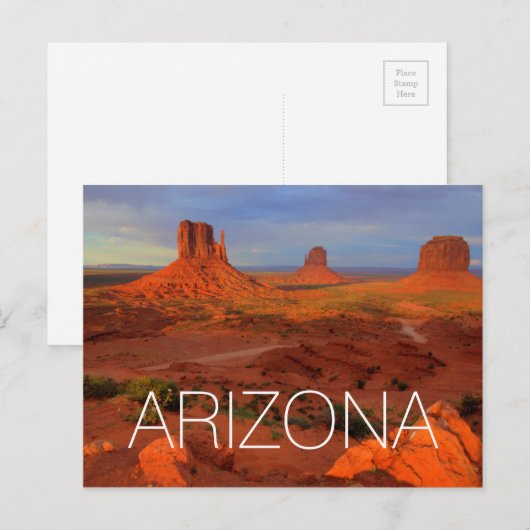 Mittens, monument valley, AZ Briefkaart (Voorkant / Achterkant)