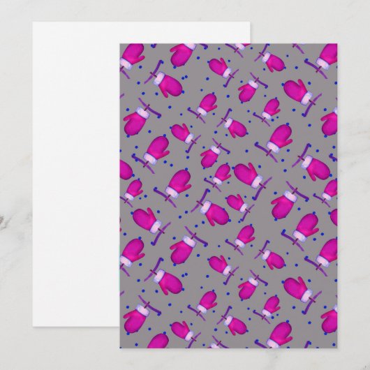 Mittens retro_grijs feestdagenkaart (Voorkant / Achterkant)