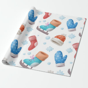 Mittens, Schaatsen en Pet Vakantiepapier Cadeaupapier
