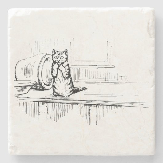 Mittens the Kitten (schaafkat) (Beatrix Potter) Stenen Onderzetter (Voorkant)
