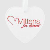 Mittens voor Detroit Heart Logo Heart Ornament (achterkant)