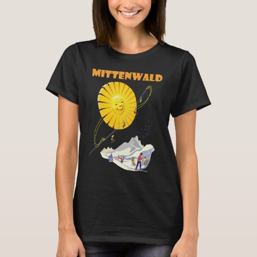 Mittenwald Alpen Zon Retro Reis T-Shirt (Voorkant)