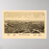 Mittineague, MA Panoramic Map - 1889 Poster (Voorkant)