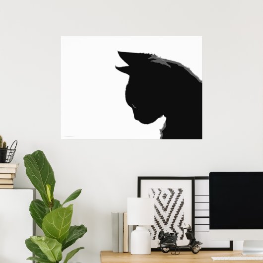 Mitzi-Kat: Poster met zwarte en witte kat (Thuiskantoor)