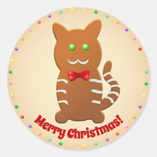 Mitzipher The Sweet Gingerbrood Cat Cartoon Ronde Sticker (Voorkant)