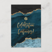 ✡ Mitzvah Celebration! Waterverf Agate Blauwgroen  Informatiekaartje (Voorkant)