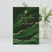 ✡ Mitzvah Celebration! Waterverf Agate Dark Green RSVP Kaartje (Staand voorkant)