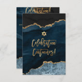 ✡ Mitzvah Celebration! Waterverf roodblauw Informatiekaartje (Voorkant / Achterkant)