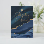 ✡ Mitzvah Celebration! Waterverf roodblauw RSVP Kaartje (Staand voorkant)