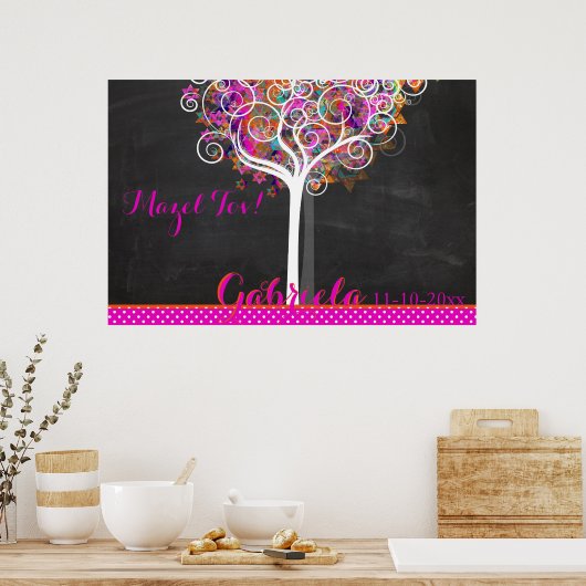Mitzvah Chalkboard Tree of Life Sign In Board Poster (Keuken)