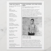 Mitzvah-krantprogramma, enkele grote pagina flyer (Achterkant)