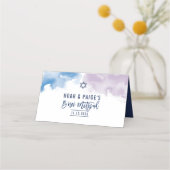 MITZVAH modern elegant watercolor blue purple Plaatskaartje (Achterkant)