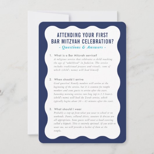 MITZVAH service informatie vragen advies blauw  Kaart (Voorkant)