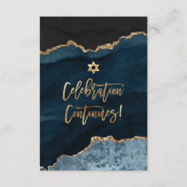 ✡ Mitzvah-viering! Waterverf agaat leisteenblauw Informatiekaartje