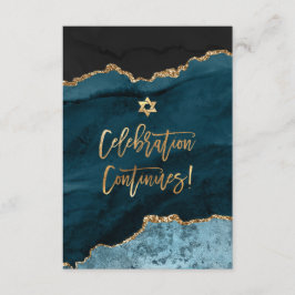 ✡ Mitzvah-viering! Waterverf Agate Turquoise Blauw Informatiekaartje