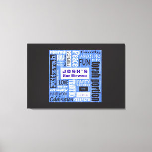 MITZVAH WORDS Bar Bat Mitzvah Inloggen Board Canvas Afdruk