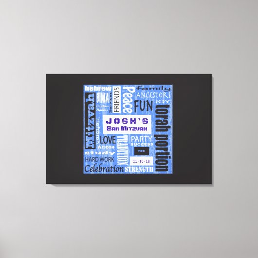MITZVAH WORDS Bar Bat Mitzvah Inloggen Board Canvas Afdruk (Voorkant)
