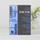 MITZVAH WORDS GEZEGDEN Bar Bat Mitzvah Uitnodiging (Staand voorkant)