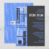 MITZVAH WORDS GEZEGDEN Bar Bat Mitzvah Uitnodiging (Voorkant / Achterkant)