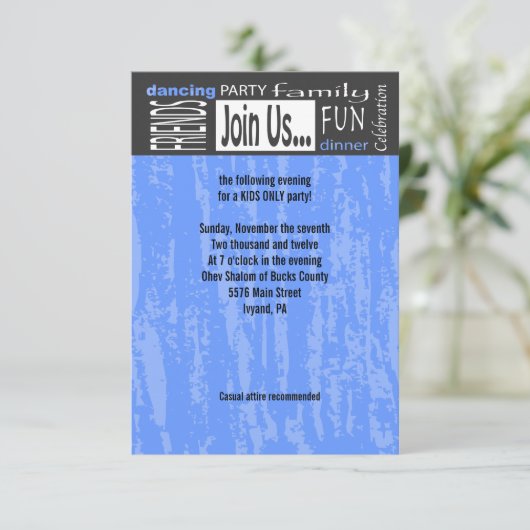 MITZVAH WORDS GEZEGDEN Bar Bat Party-opnamekaart Kaart (Staand voorkant)