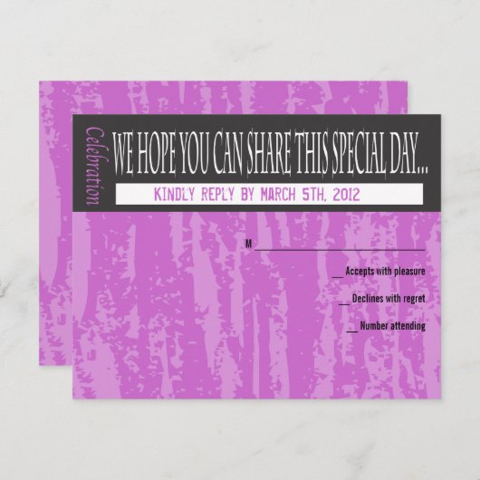 MITZVAH WORDS GEZEGDEN Bar Bat Reply Card RSVP Kaartje (Voorkant / Achterkant)